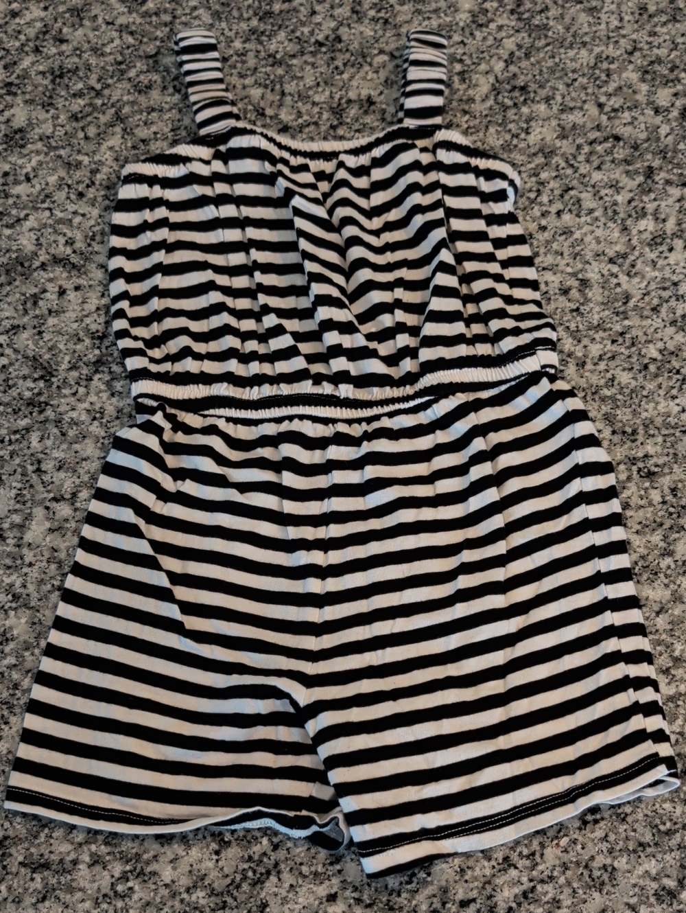 Old Navy Black and White Striped Girls' Sleeveless Romper